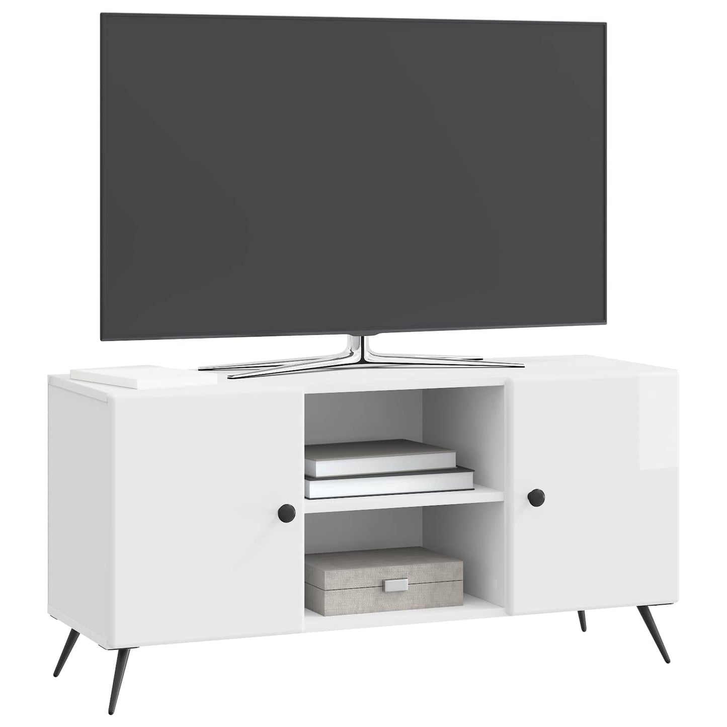 Televizní Skříň Bílá S Vysokým Leskem 102 X 34,5 X 50 Cm