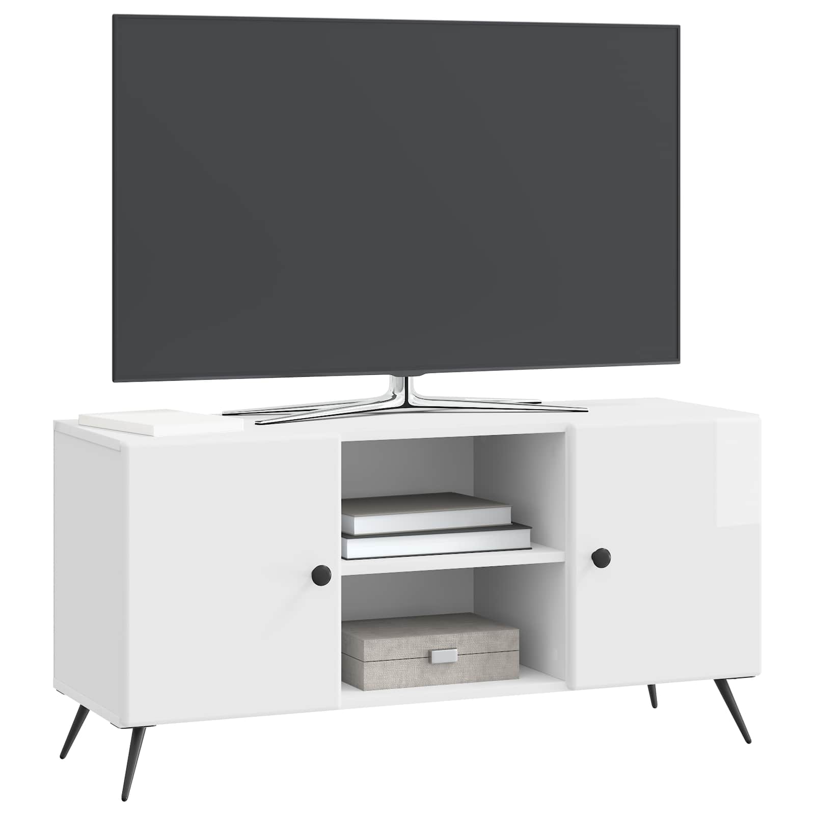 Televizní Skříň Bílá S Vysokým Leskem 102 X 34,5 X 50 Cm