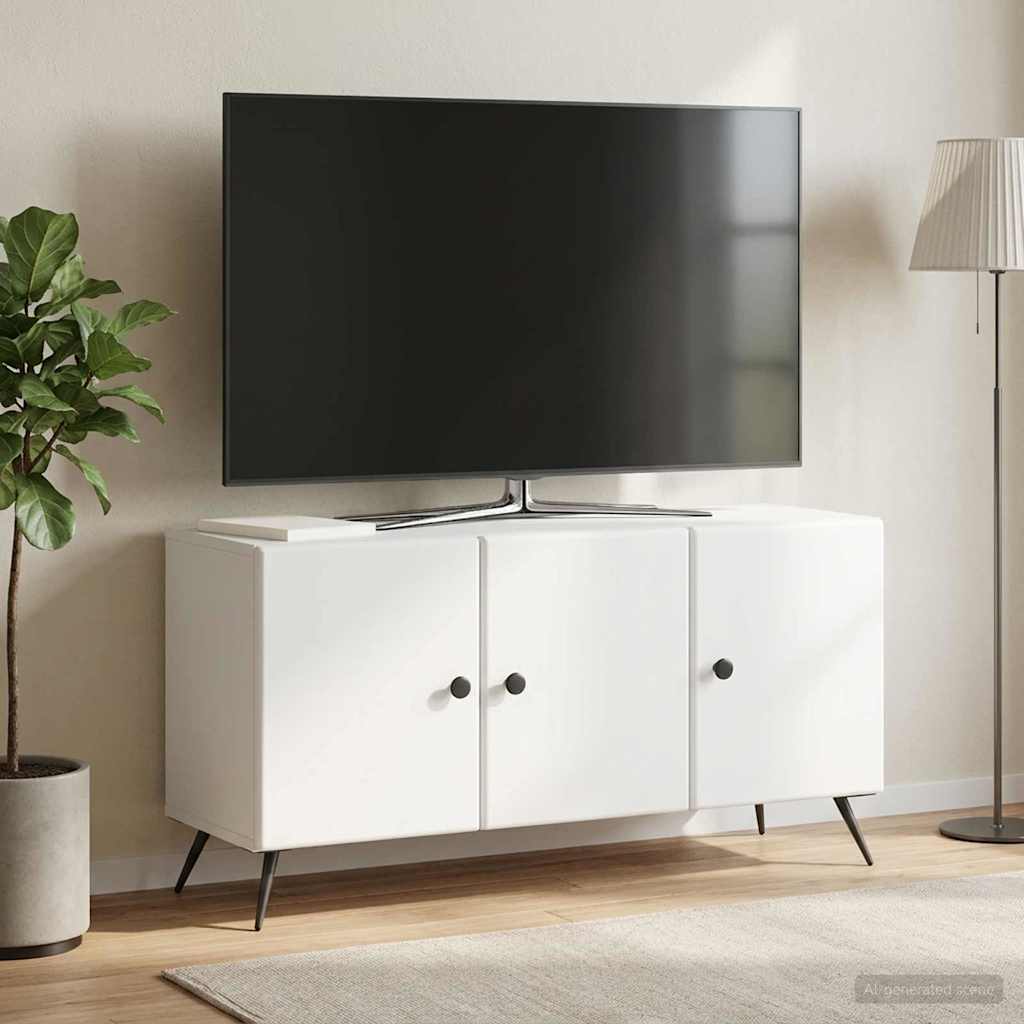 Televizní Skříň Bílá 99 X 34,5 X 50 Cm Kompozitní Dřevo