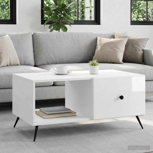 Konferenční Stolek Bílá S Vysokým Leskem 90 X 50 X 40 Cm