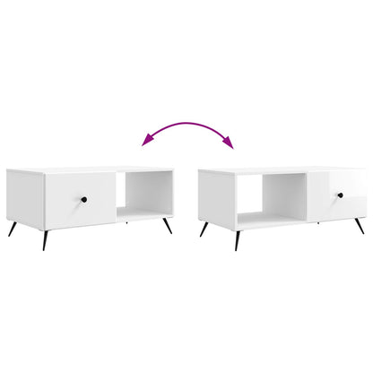 Konferenční Stolek Bílá S Vysokým Leskem 90 X 50 X 40 Cm