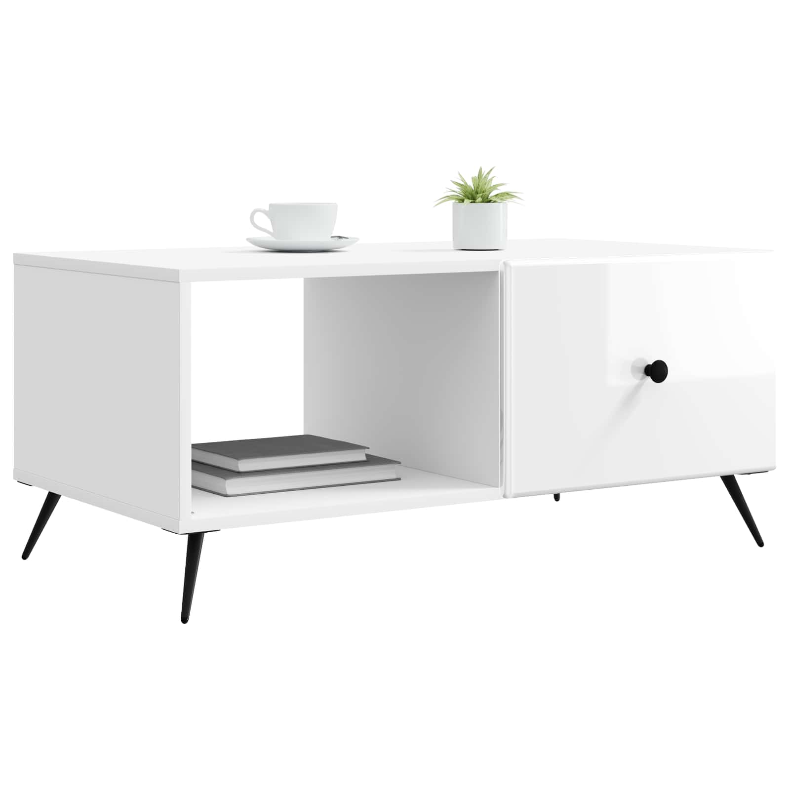 Konferenční Stolek Bílá S Vysokým Leskem 90 X 50 X 40 Cm