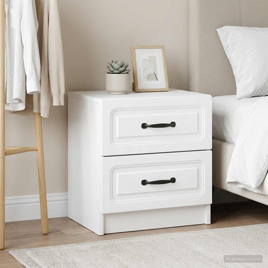 Noční Skříňka 2 Pcs Bílá 43 X 34,5 X 44,5 Cm Kompozitní Dřevo