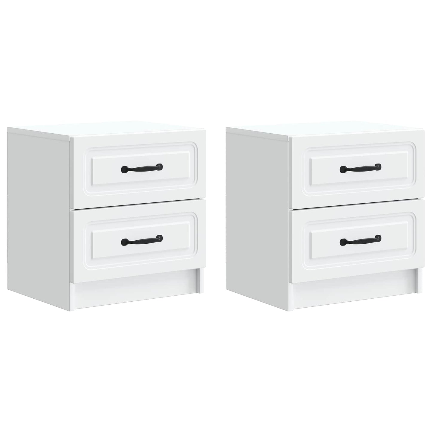 Noční Skříňka 2 Pcs Bílá 43 X 34,5 X 44,5 Cm Kompozitní Dřevo