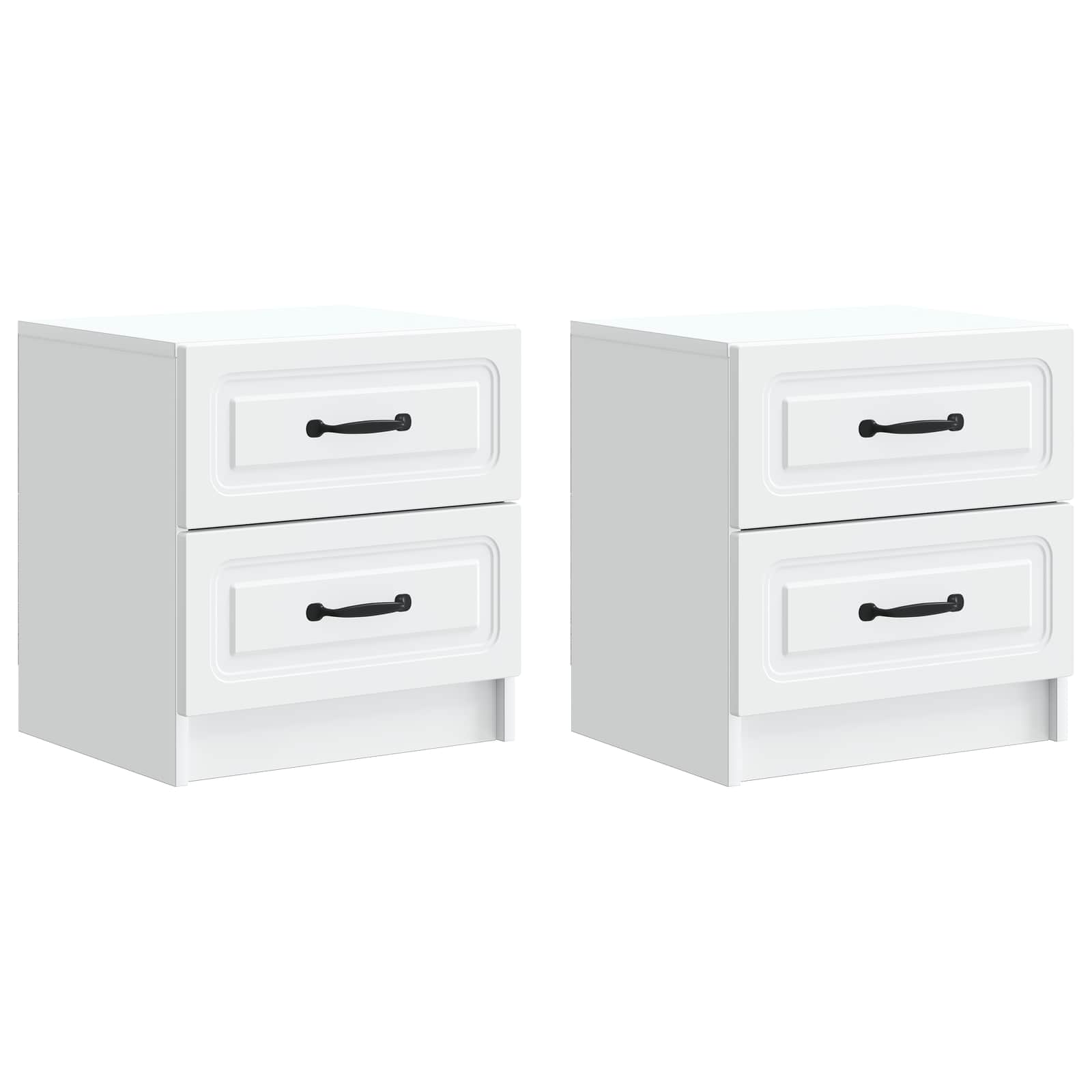 Noční Skříňka 2 Pcs Bílá 43 X 34,5 X 44,5 Cm Kompozitní Dřevo