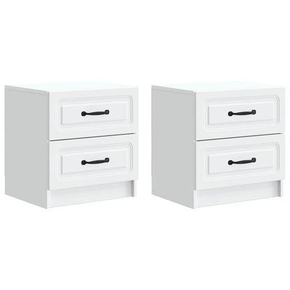 Noční Skříňka 2 Pcs Bílá 43 X 34,5 X 44,5 Cm Kompozitní Dřevo