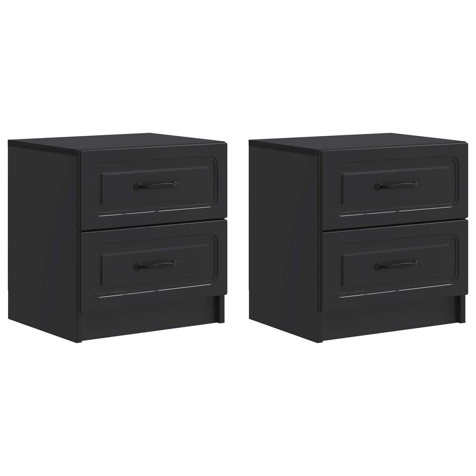 Noční Skříňka 2 Pcs Černá 43 X 34,5 X 44,5 Cm Kompozitní Dřevo