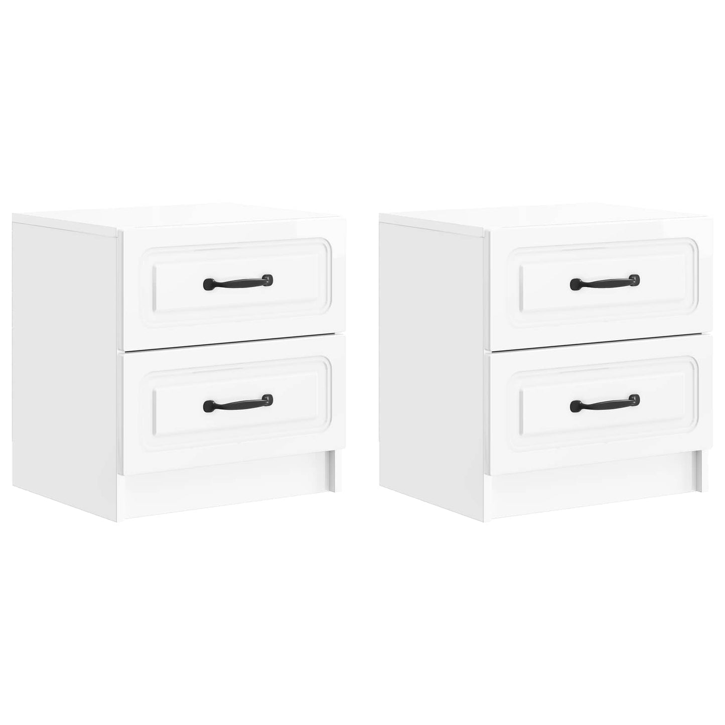 Noční Skříňka 2 Pcs Bílá S Vysokým Leskem 43 X 34,5 X 44,5 Cm