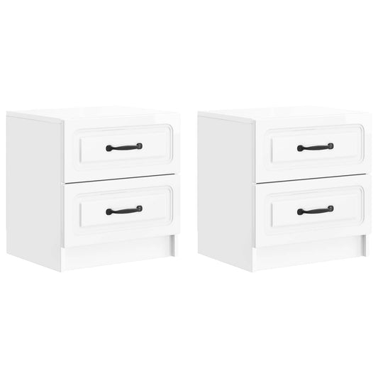 Noční Skříňka 2 Pcs Bílá S Vysokým Leskem 43 X 34,5 X 44,5 Cm