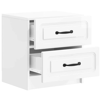 Noční Skříňka 2 Pcs Bílá S Vysokým Leskem 43 X 34,5 X 44,5 Cm