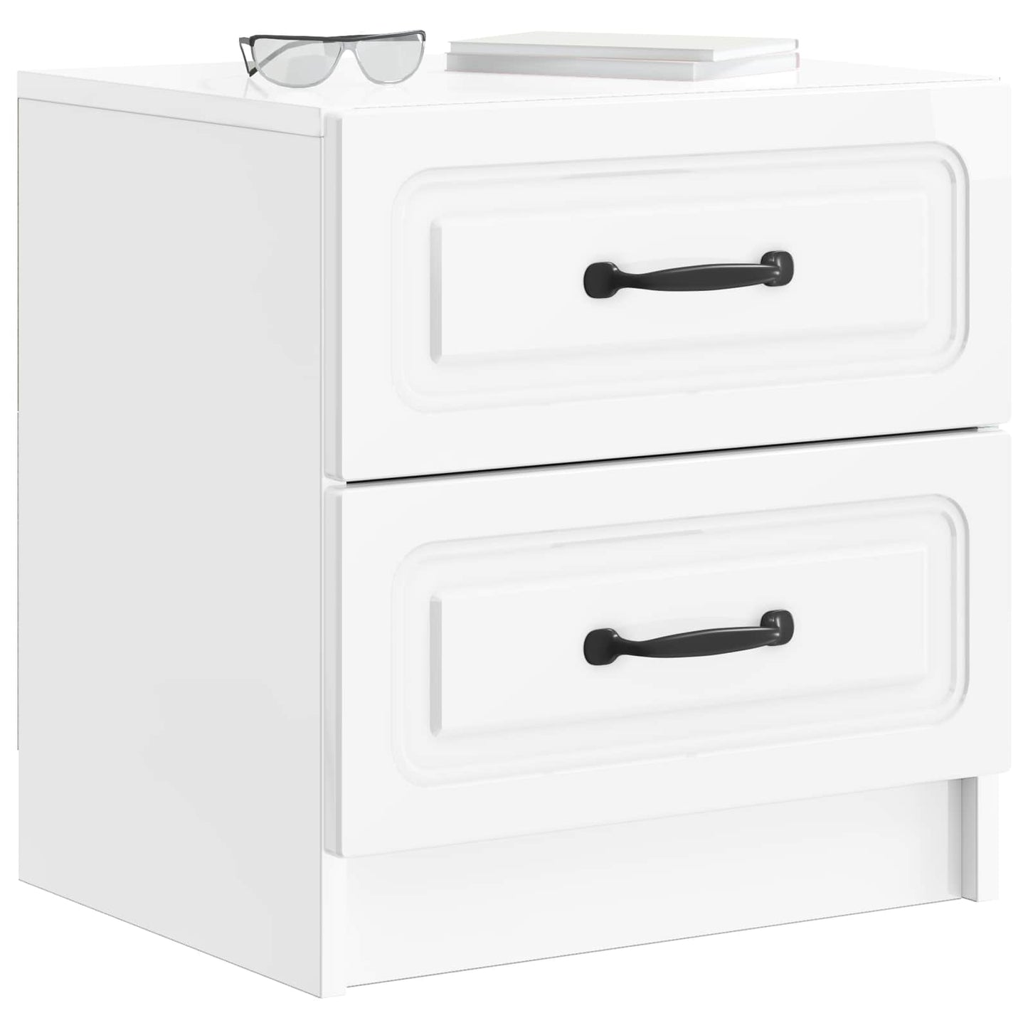 Noční Skříňka 2 Pcs Bílá S Vysokým Leskem 43 X 34,5 X 44,5 Cm