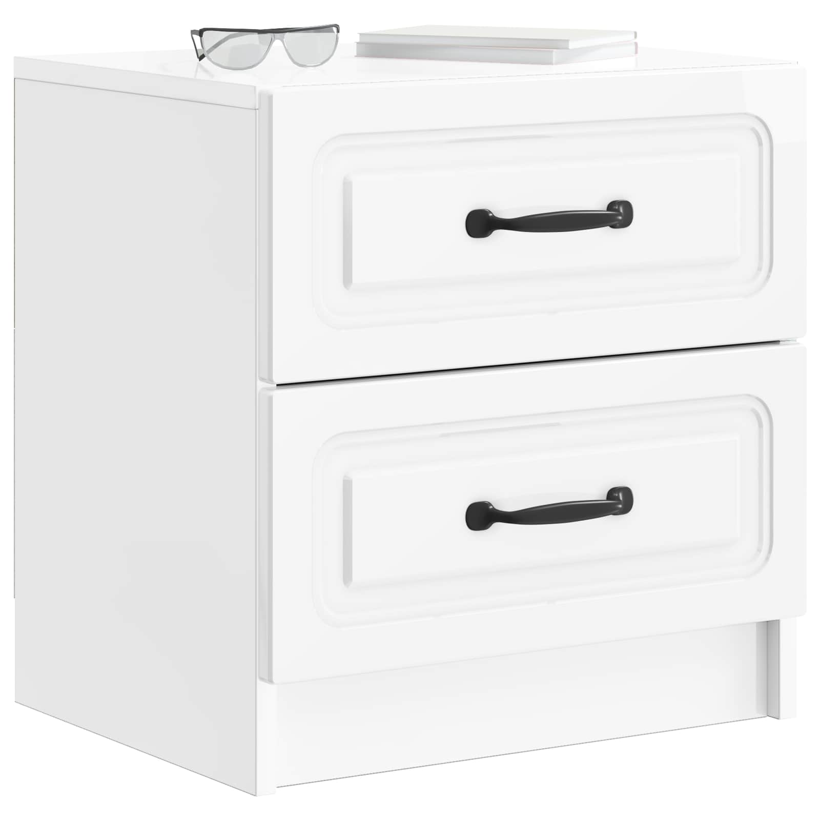 Noční Skříňka 2 Pcs Bílá S Vysokým Leskem 43 X 34,5 X 44,5 Cm