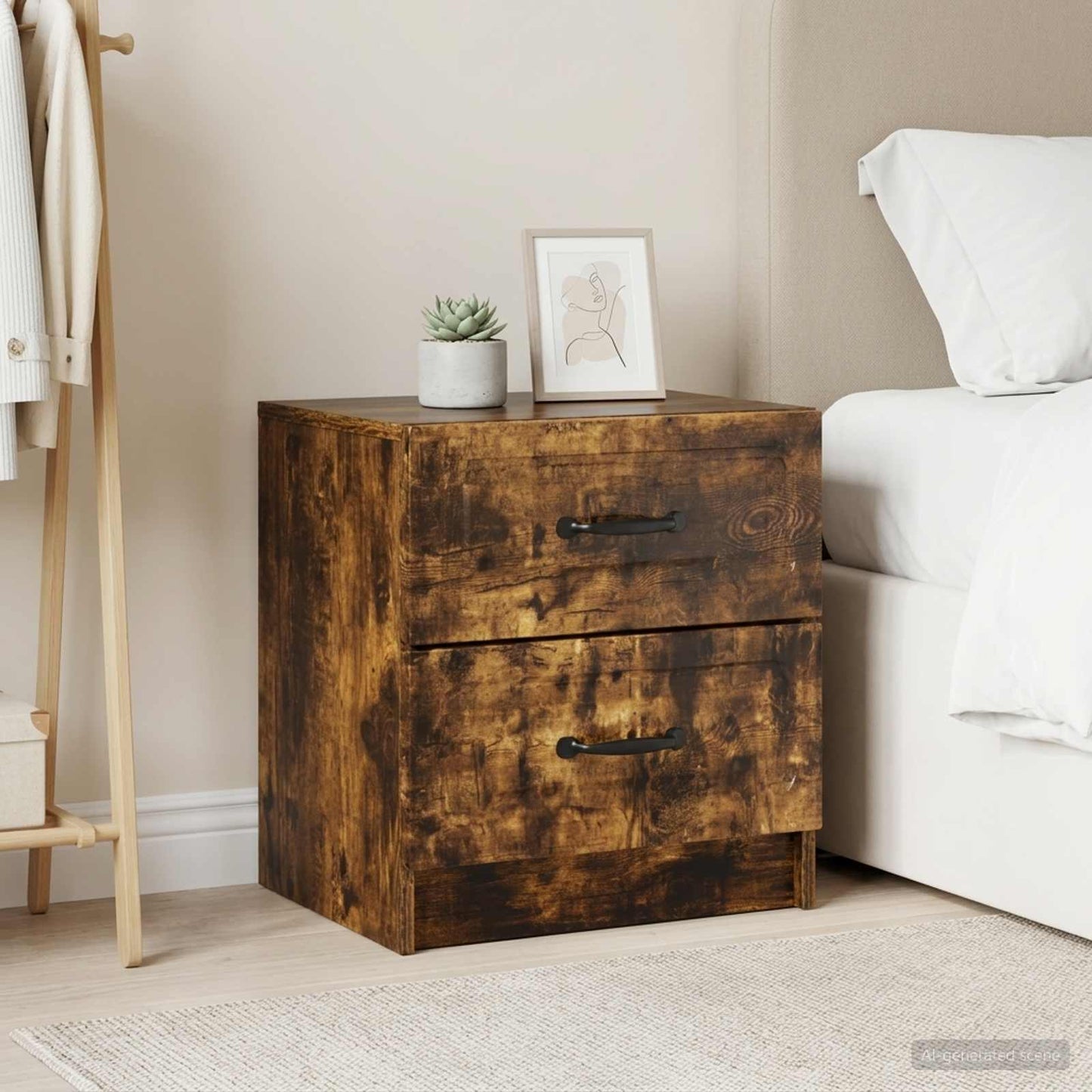 Noční Skříňka Se Zásuvkou 2 Pcs Kouřový Dub 43 X 34,5 X 44,5 Cm
