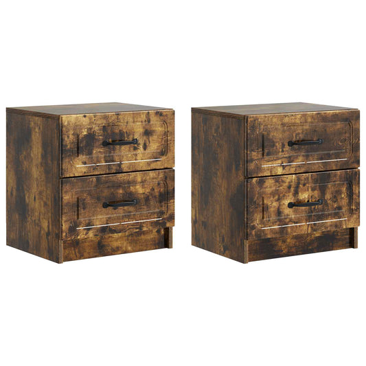 Noční Skříňka Se Zásuvkou 2 Pcs Kouřový Dub 43 X 34,5 X 44,5 Cm