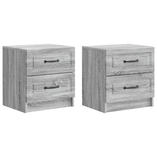 Noční Skříňka Se Zásuvkou 2 Pcs Šedá Sonoma 43 X 34,5 X 44,5 Cm