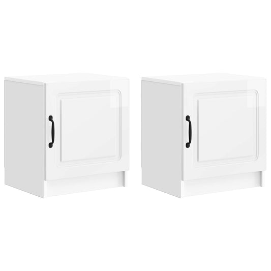 Noční Skříňka 2 Pcs Bílá S Vysokým Leskem 43 X 34,5 X 47 Cm