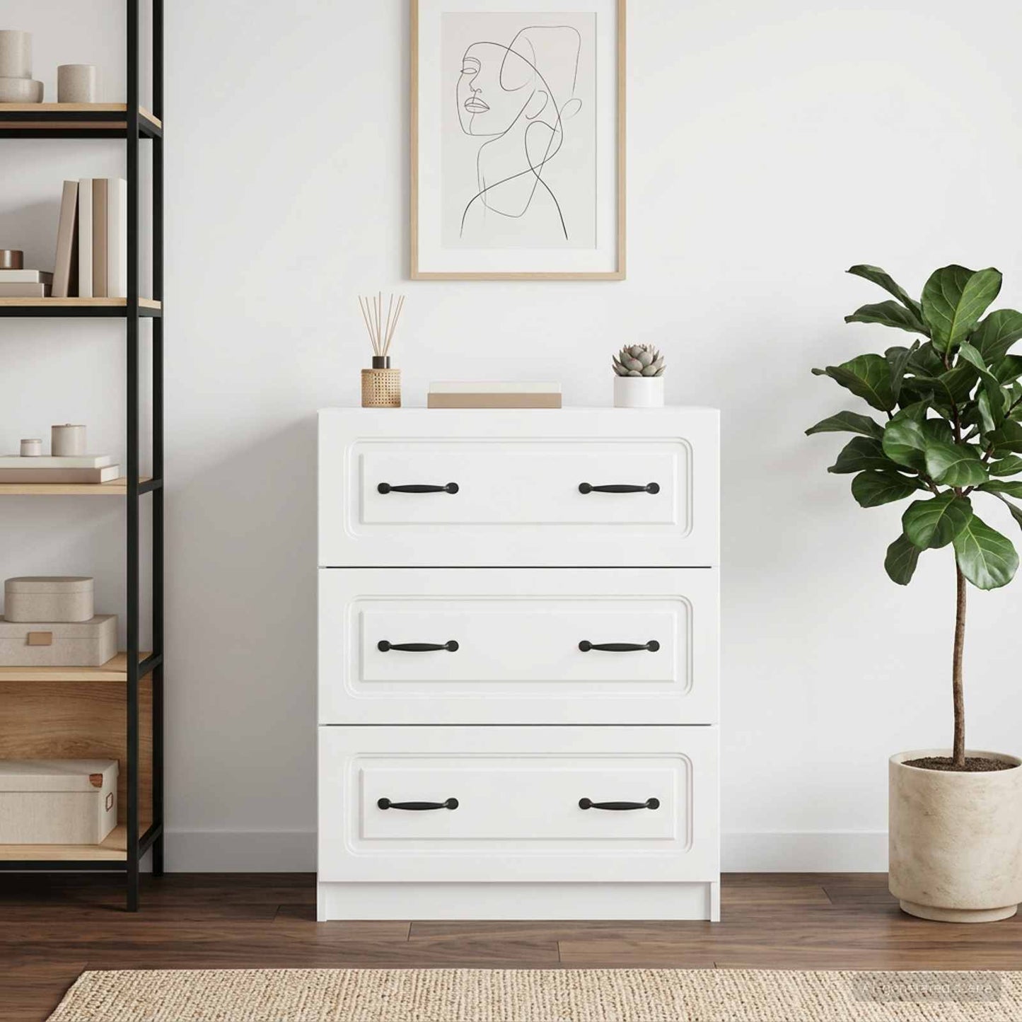 Skříň Se Zásuvkami Bílá S Vysokým Leskem 66 X 34,5 X 87 Cm