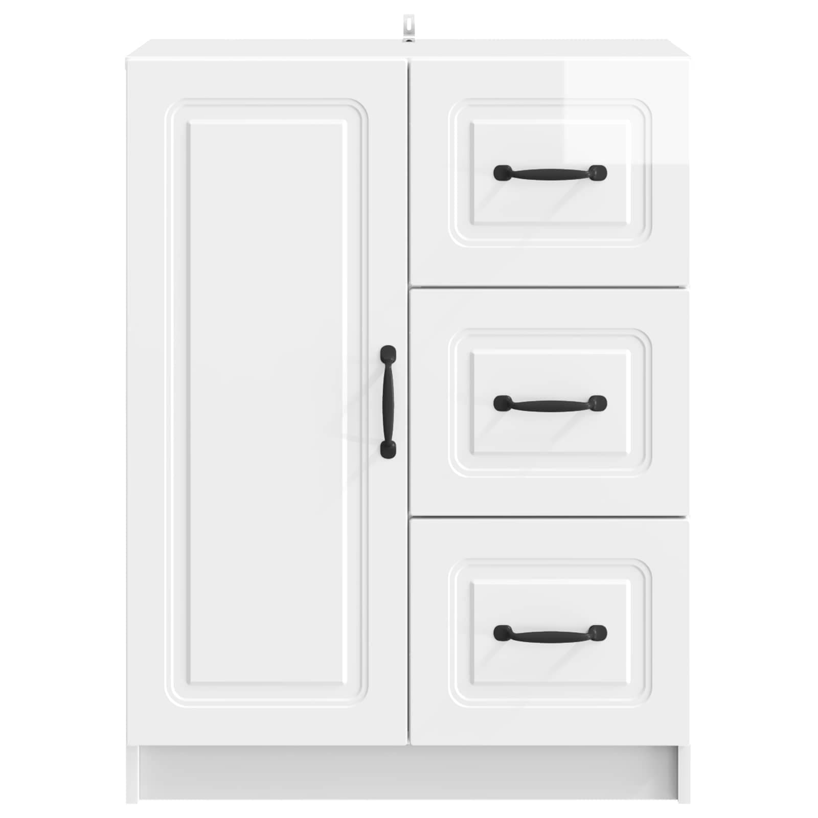 Servírovací Skříň Bílá S Vysokým Leskem 66 X 34,5 X 87 Cm