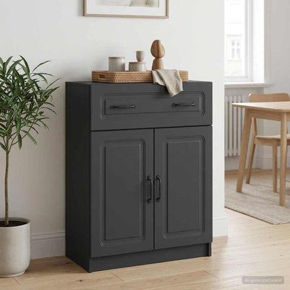 Servírovací Skříň Černá 66 X 34,5 X 87 Cm Kompozitní Dřevo