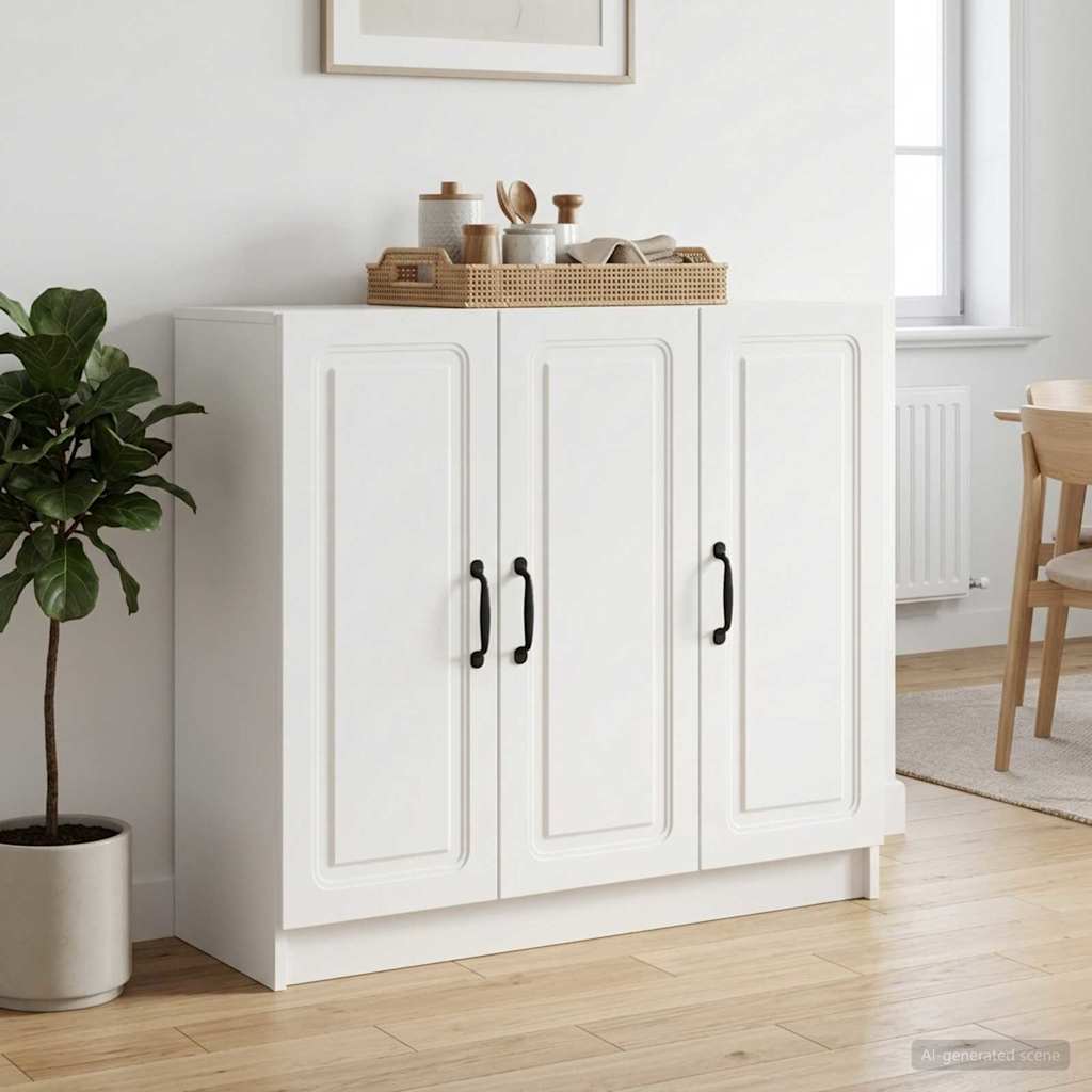 Servírovací Skříň Bílá 89 X 34,5 X 77 Cm Kompozitní Dřevo