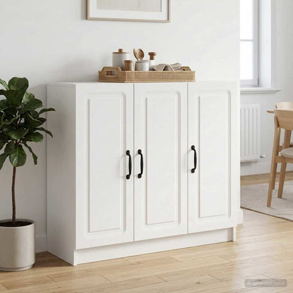 Servírovací Skříň Bílá 89 X 34,5 X 77 Cm Kompozitní Dřevo