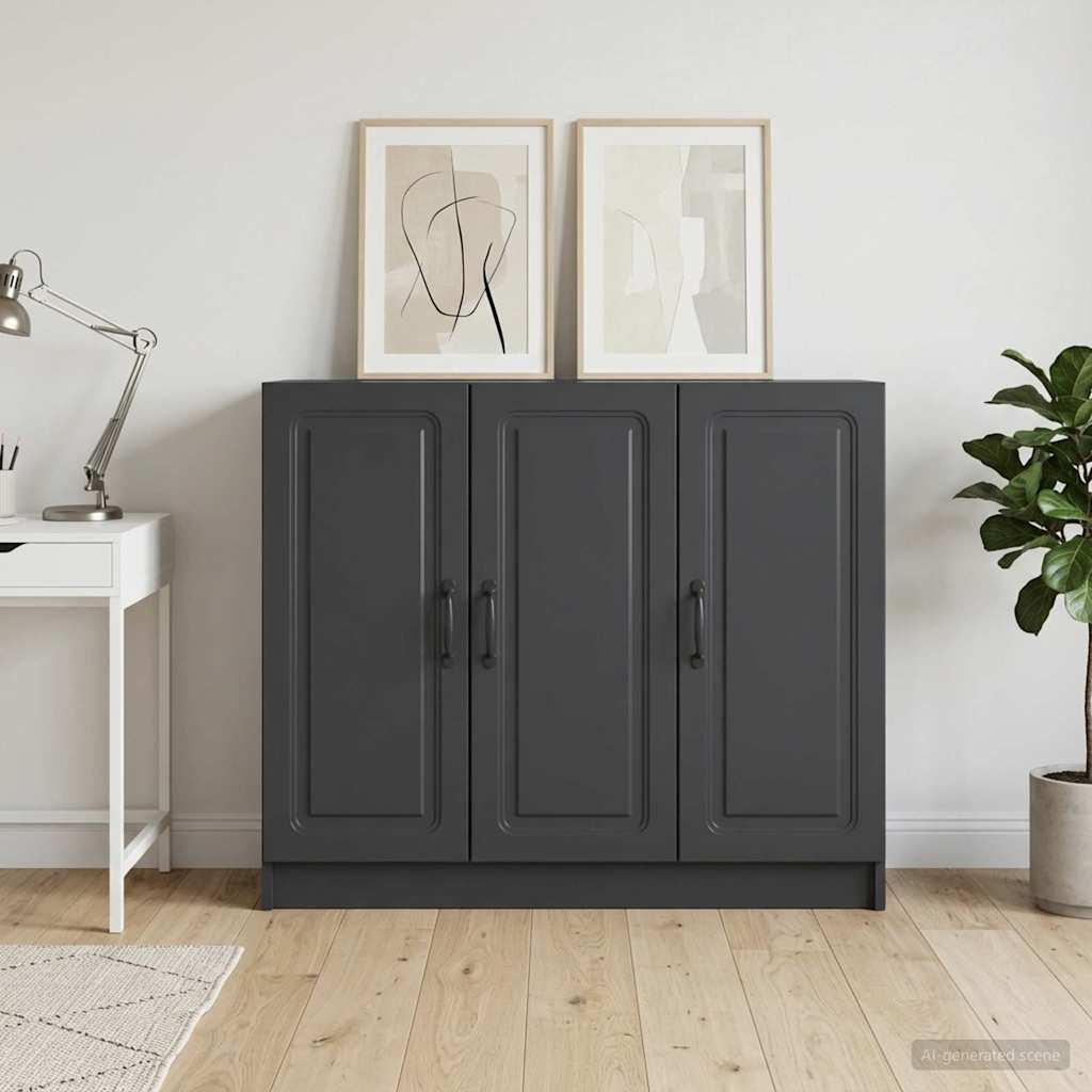 Servírovací Skříň Černá 89 X 34,5 X 77 Cm Kompozitní Dřevo