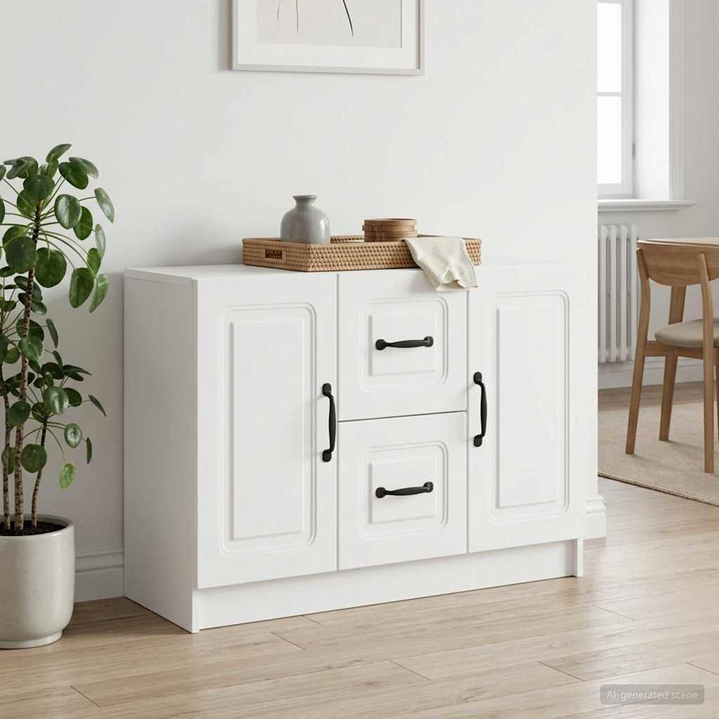 Servírovací Skříň Bílá 89 X 34,5 X 57 Cm Kompozitní Dřevo