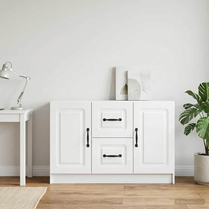 Servírovací Skříň Bílá 89 X 34,5 X 57 Cm Kompozitní Dřevo