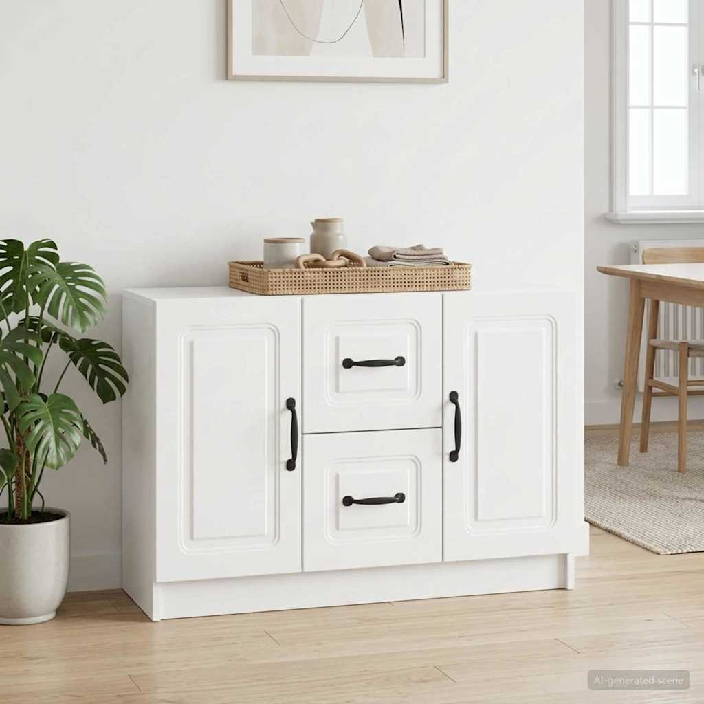 Servírovací Skříň Bílá S Vysokým Leskem 89 X 34,5 X 57 Cm