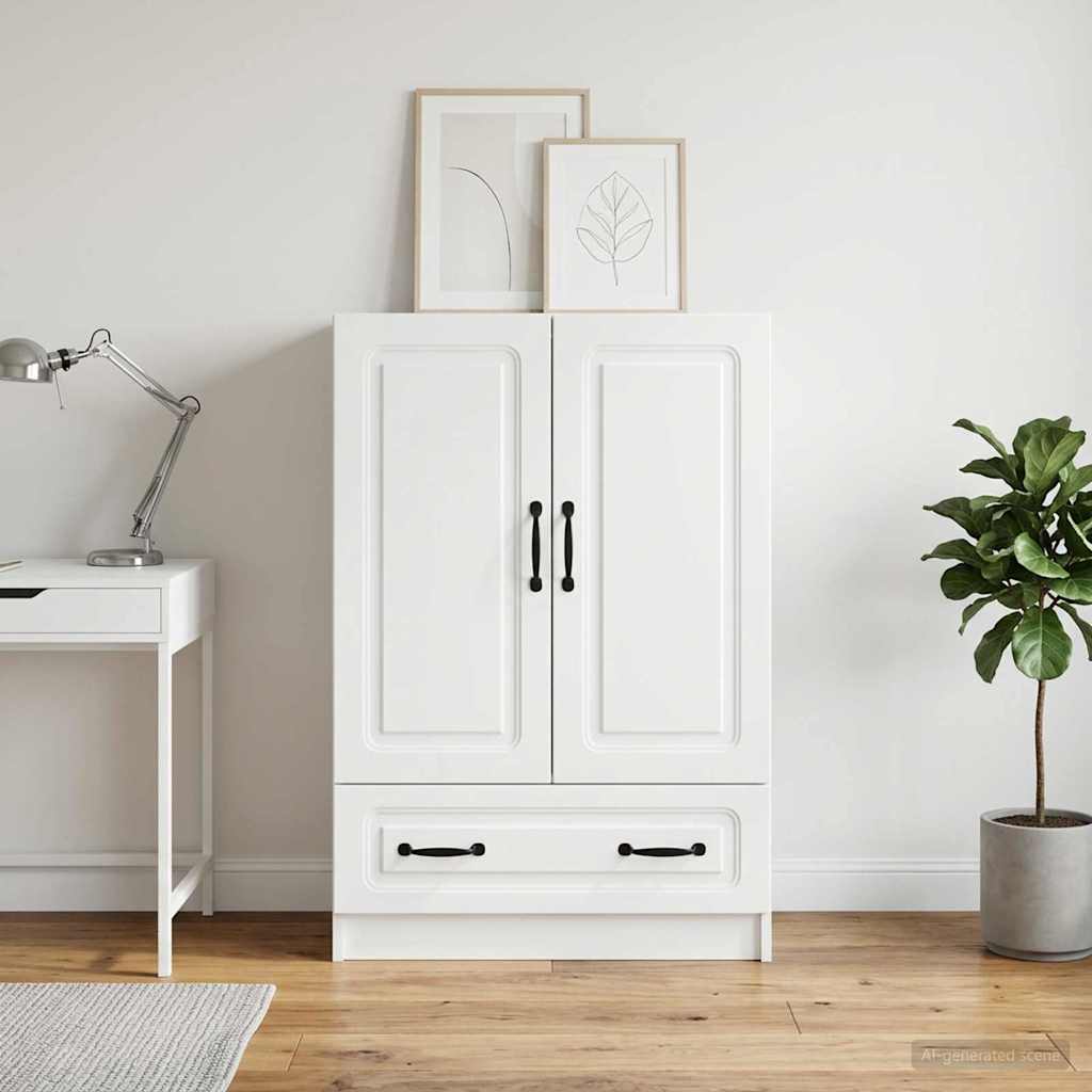 Servírovací Skříň Bílá 66 X 34,5 X 92 Cm Kompozitní Dřevo