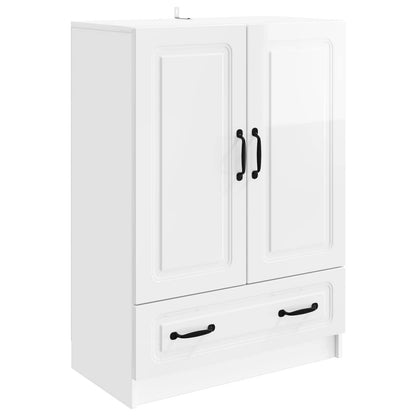 Servírovací Skříň Bílá S Vysokým Leskem 66 X 34,5 X 92 Cm