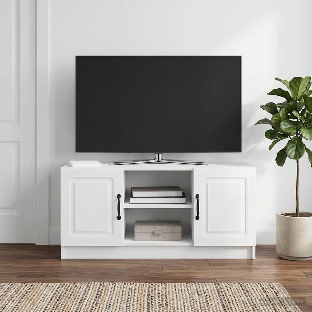 Televizní Skříň Bílá 102 X 34,5 X 47 Cm Kompozitní Dřevo