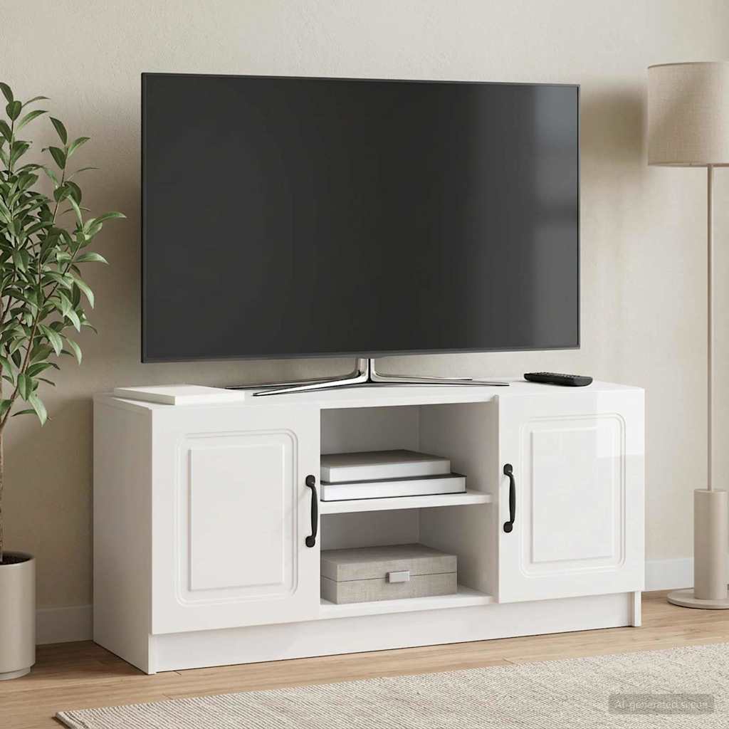 Televizní Skříň Bílá S Vysokým Leskem 102 X 34,5 X 47 Cm