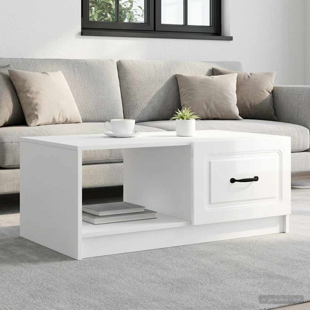 Konferenční Stolek Bílá S Vysokým Leskem 90 X 50 X 37 Cm