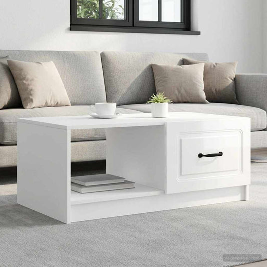 Konferenční Stolek Bílá S Vysokým Leskem 90 X 50 X 37 Cm