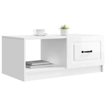 Konferenční Stolek Bílá S Vysokým Leskem 90 X 50 X 37 Cm