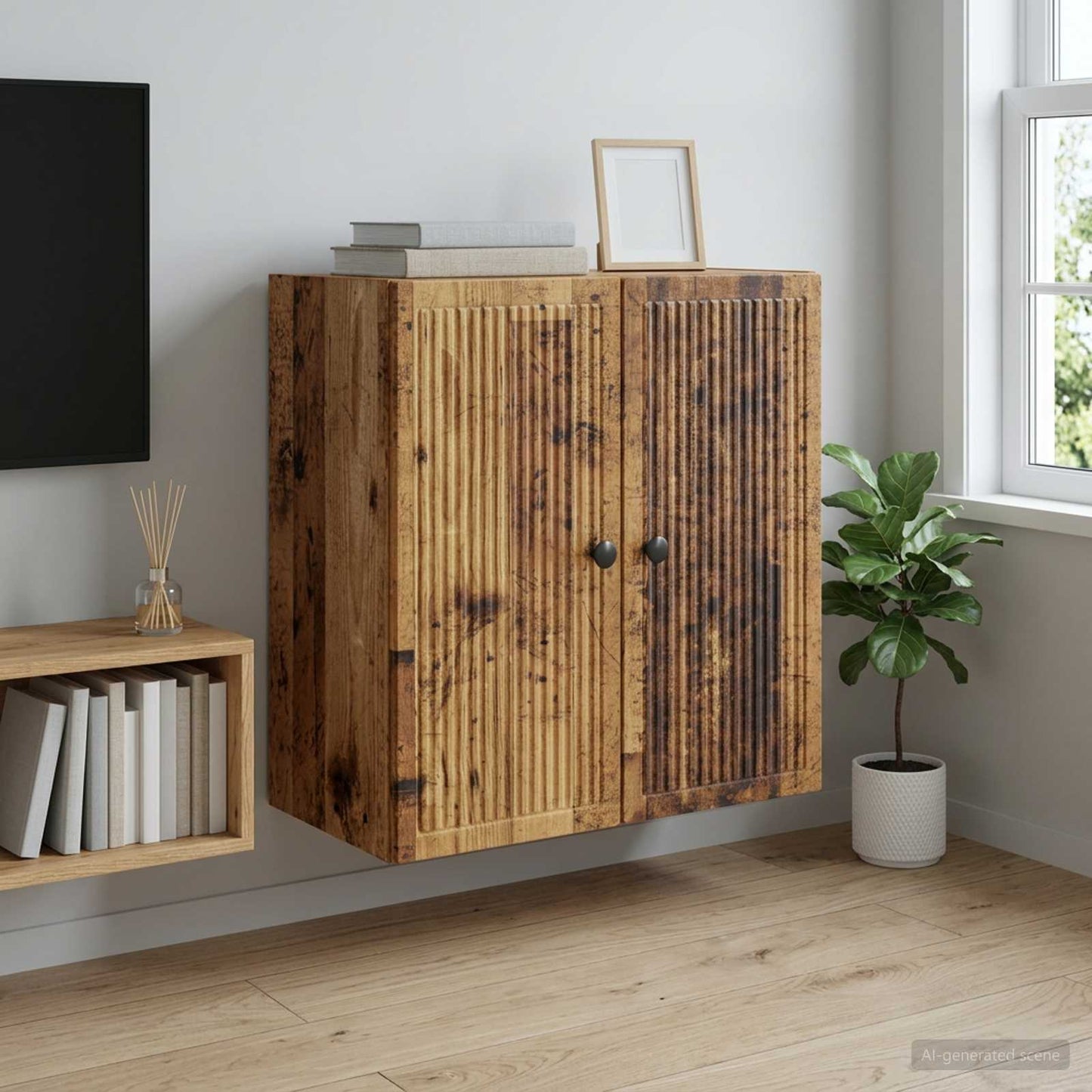 Nástěnná Skříň Staré Dřevo 59 X 31 X 60 Cm Kompozitní Dřevo