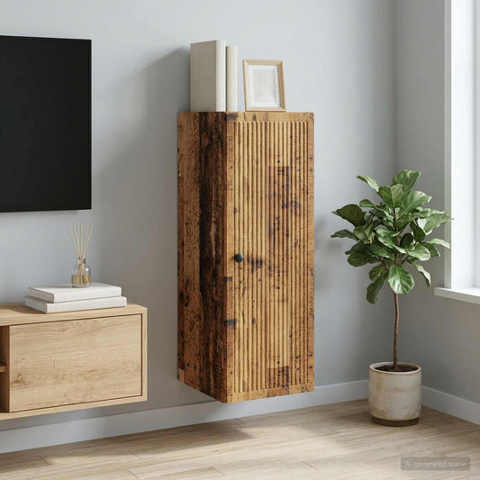 Nástěnná Skříň Staré Dřevo 33 X 34,5 X 90 Cm Kompozitní Dřevo