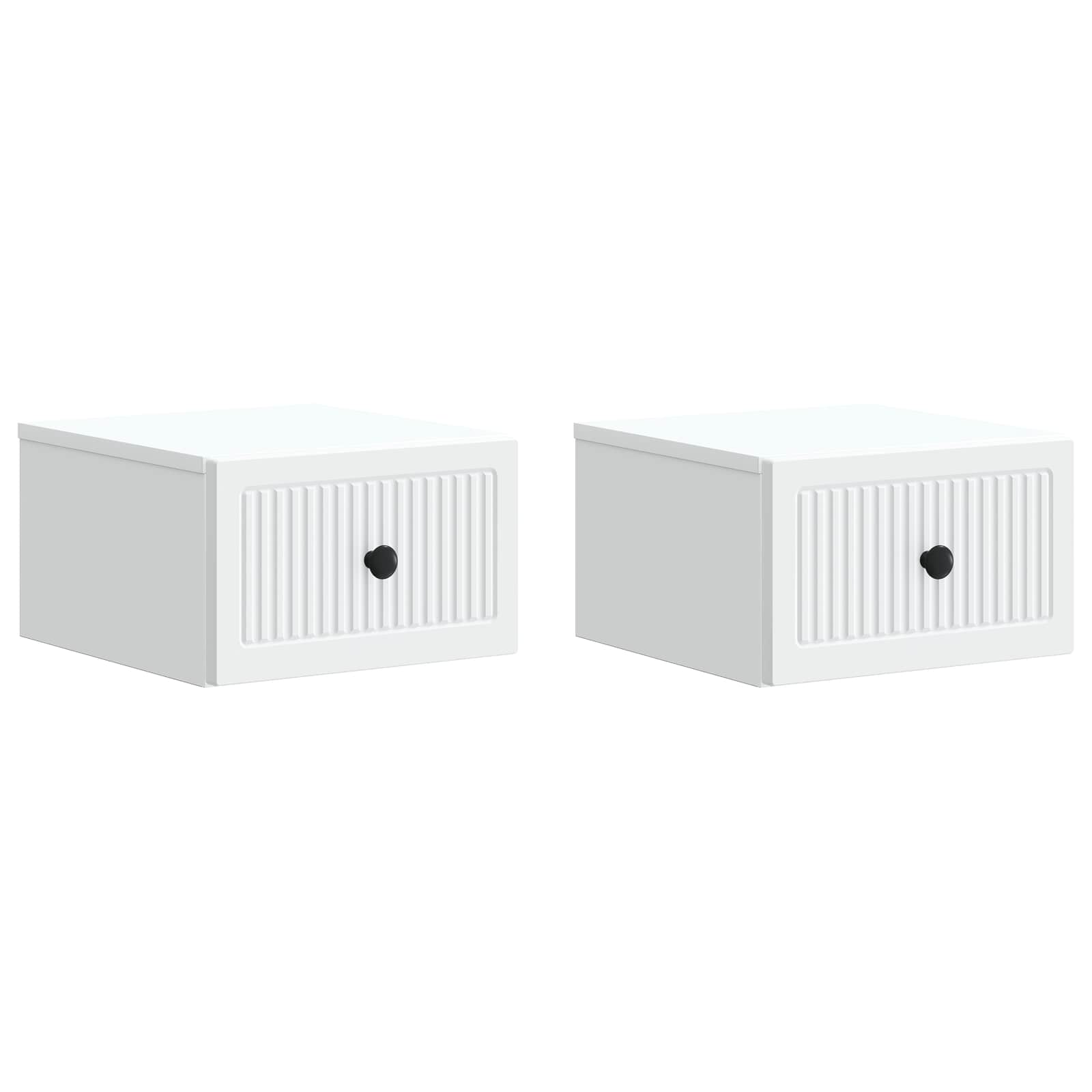 Nástěnný Noční Stolek Se Zásuvkou 2 Pcs Bílá 33 X 34,5 X 20 Cm