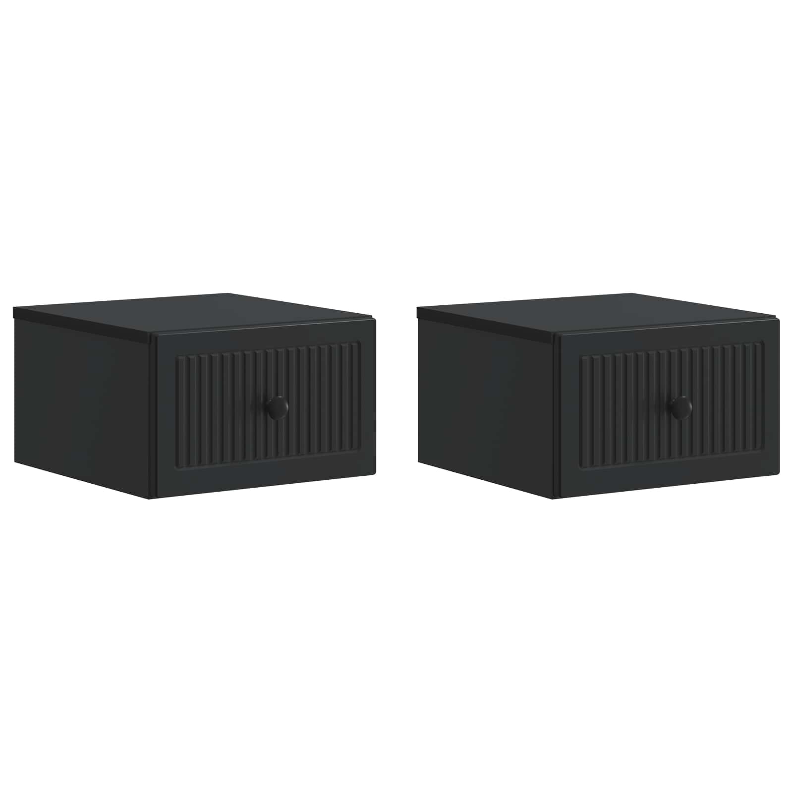Nástěnný Noční Stolek Se Zásuvkou 2 Pcs Černá 33 X 34,5 X 20 Cm