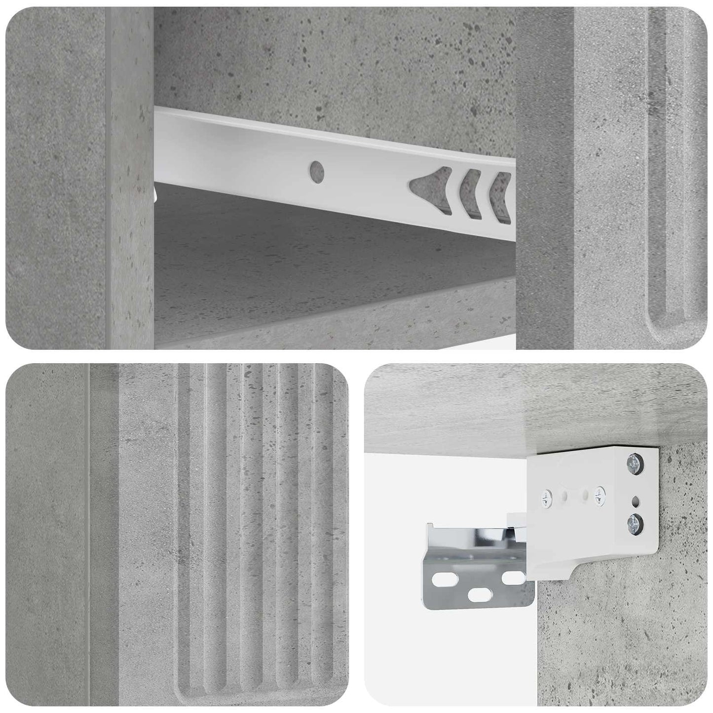 Nástěnný Noční Stolek 2 Pcs Betonově Šedá 33 X 34,5 X 20 Cm