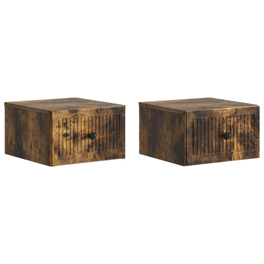 Nástěnný Noční Stolek 2 Pcs Kouřový Dub 33 X 34,5 X 20 Cm