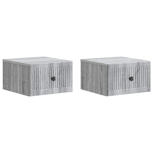 Nástěnný Noční Stolek 2 Pcs Šedá Sonoma 33 X 34,5 X 20 Cm