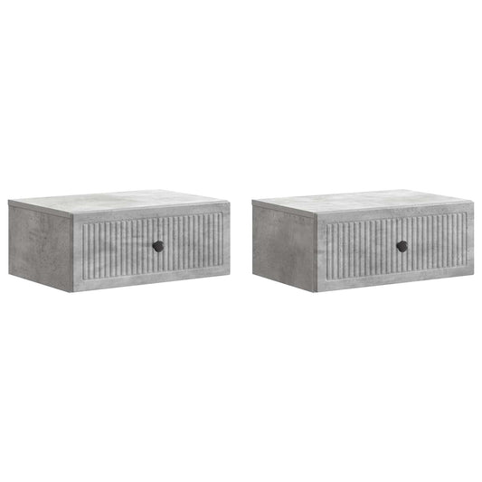 Noční Skříňka Se Zásuvkou 2 Pcs Betonově Šedá 49 X 34,5 X 20 Cm