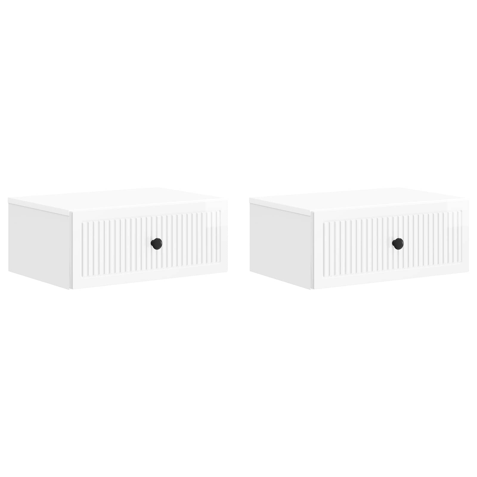Noční Skříňka 2 Pcs Bílá S Vysokým Leskem 49 X 34,5 X 20 Cm
