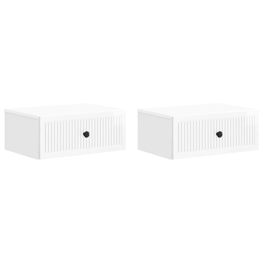 Noční Skříňka 2 Pcs Bílá S Vysokým Leskem 49 X 34,5 X 20 Cm