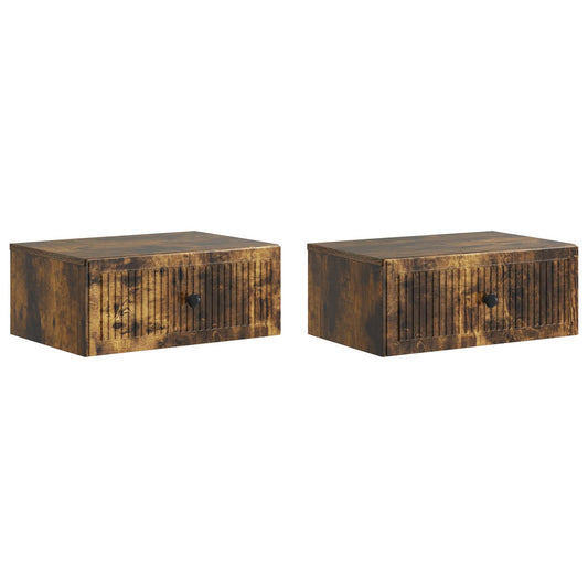 Noční Skříňka Se Zásuvkou 2 Pcs Kouřový Dub 49 X 34,5 X 20 Cm