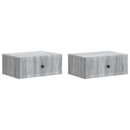 Noční Skříňka Se Zásuvkou 2 Pcs Šedá Sonoma 49 X 34,5 X 20 Cm