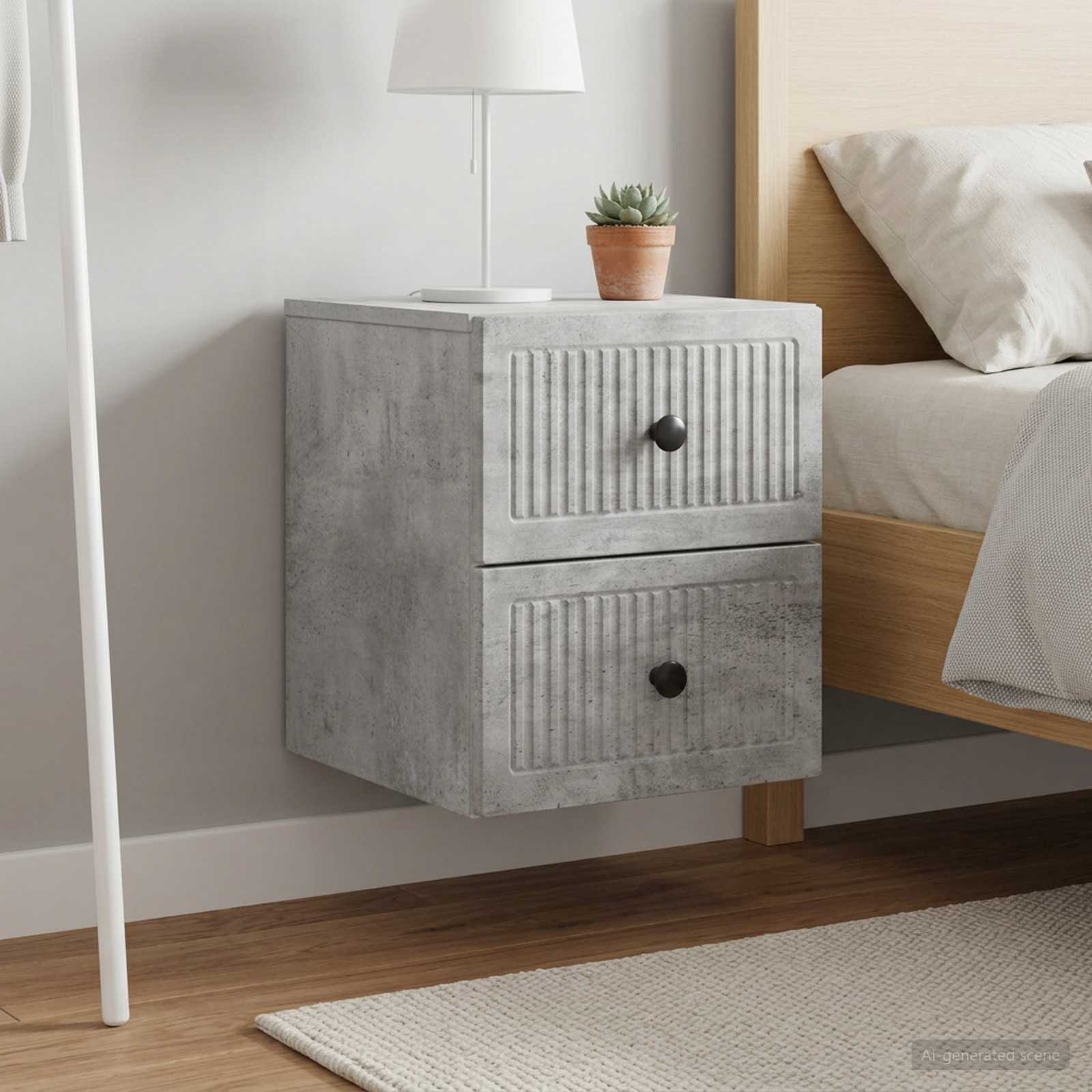 Nástěnný Noční Stolek 2 Pcs Betonově Šedá 33 X 34,5 X 40 Cm