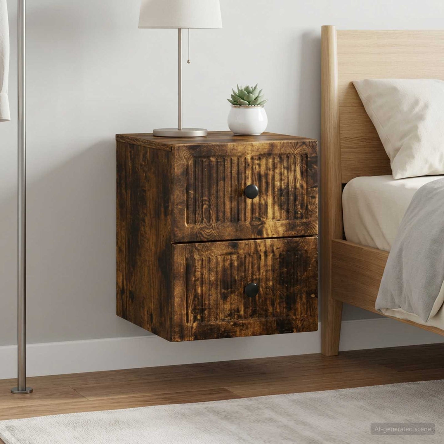 Nástěnný Noční Stolek 2 Pcs Kouřový Dub 33 X 34,5 X 40 Cm
